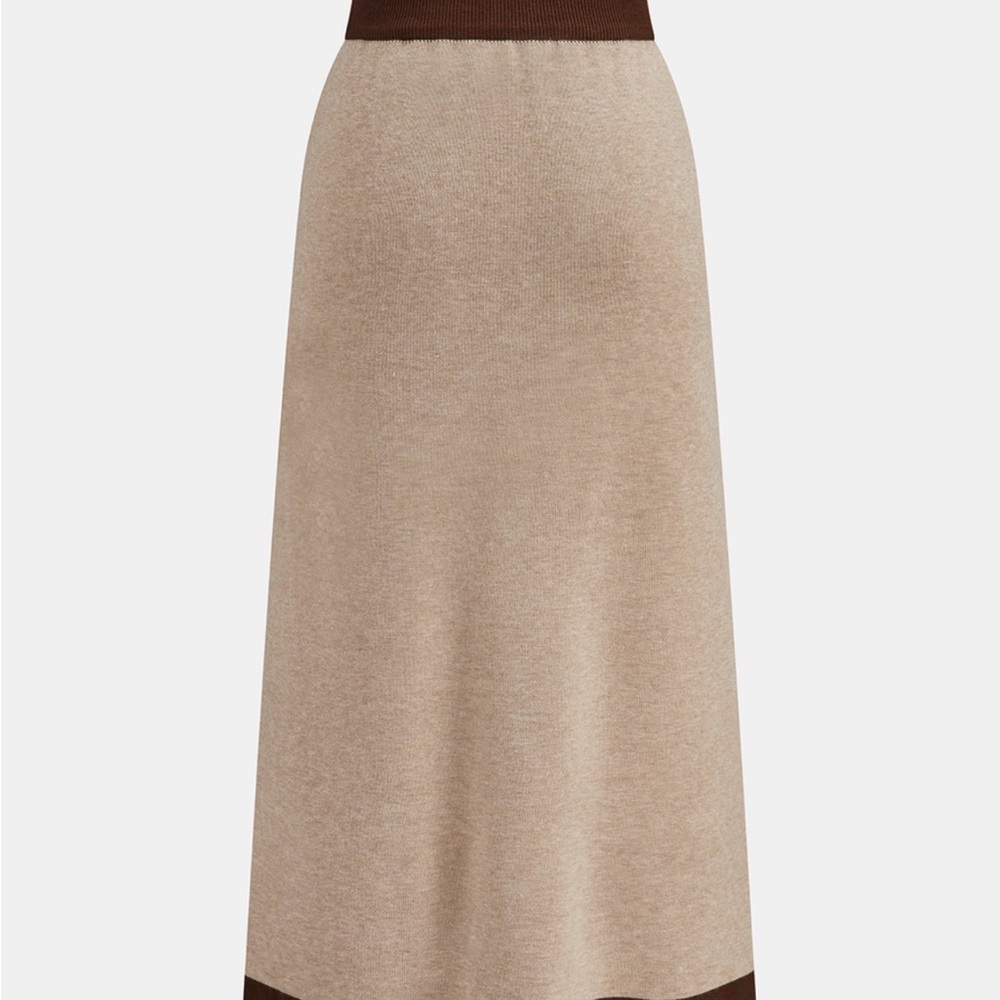 Commense Knit Tan and Brown Women's Skirt and sweater set - Picture 6 of 7